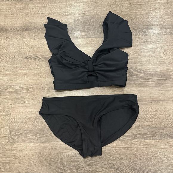 Albion Swim Albion Size Sm Black Bikini Set Black Sands Ruffle Top